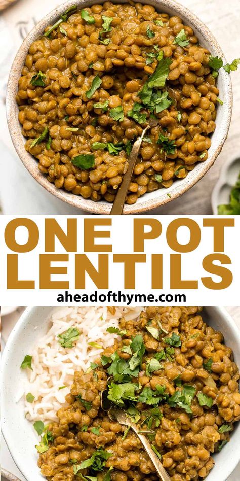 Easy 20-Minute One Pot Lentils Green Lentil Recipes, Lentil Recipes Easy, Lentil Recipe, Lentil Dishes, Lentils And Rice, Lentil Recipes, Vegan Meal, Vegan Dishes, Immune Boosting