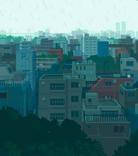 in the tokyo | 1041uuu on Patreon Pixel City, Pixel Life, Pixel Art Landscape, Lo-fi Aesthetic, Pixel Art Background, Pixel Animation, App Instagram, Arte 8 Bits, 8bit Art