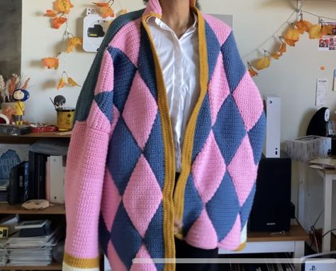 Howl Pendragon Cardigan, Howls Moving Castle Sweater Crochet, Howls Moving Castle Cardigan Crochet Pattern, How To Crochet A Jacket, Howls Jacket Crochet, Howl Cardigan Crochet, Howls Moving Castle Crochet Pattern, Howl Pendragon Jacket, Crochet Howls Moving Castle Jacket