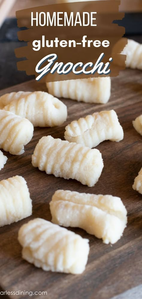 Whether you are an Italian newbie or an experienced gluten free cook, you are going to love this easy homemade gluten free gnocchi recipe! You can slather this fluffy pillow-like pasta in many different sauces for an easy dinner. This is made with simple ingredients, potatoes, flour, egg, and salt. Gf Gnocchi, Gluten Free Gnocchi Recipes, Gluten Free Ravioli, Homemade Gluten Free Pasta, Gluten Free Pasta Recipes, Gnocchi Recipes Homemade, Different Sauces, Gf Pasta, Gluten Free Gnocchi