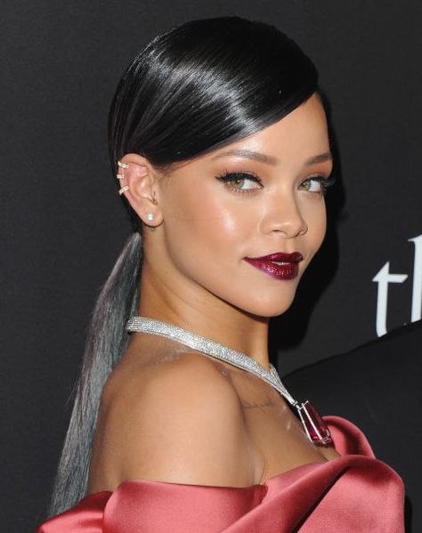 Try Rihanna's hairstyle next wedding. 14 ways to style your hair for every nuptial on your docket so you never wear the same 'do. Grey Hair Celebrities, Guest Hair, Wedding Guest Hairstyles, Slick Hairstyles, Grey Hair Color, Sleek Ponytail, Low Ponytail, Side Part, Hair Weave