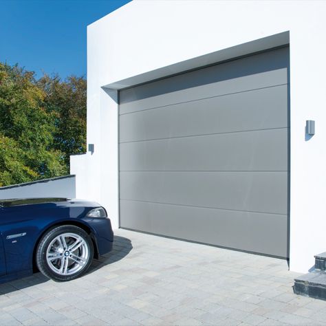 Dark Grey Garage Door, White House Grey Garage Door, Luxury Garage Doors, Light Grey Garage Door, Garage Exterior Lights, Garage Door Contemporary, Grey Garage Door, Gray Garage Door, Shale Grey Garage Door