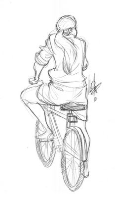 How To Draw Cycle, Person Riding Bike Drawing Reference, Riding A Bike Drawing, Cycle Sketch, Drawing Bike, Easy Drawing Ideas For Beginners, Ride Drawing, Cycle Drawing, Drawing Hacks