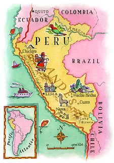 Peru map | Illustrated Map of Peru | Travel series | Maral Sassouni | Flickr Oahu Luau, Peru Map, Peru Vacation, Oahu Wedding, Hawaii Luau, Peru Travel, Sicily Italy, Lima Peru, Illustrated Map