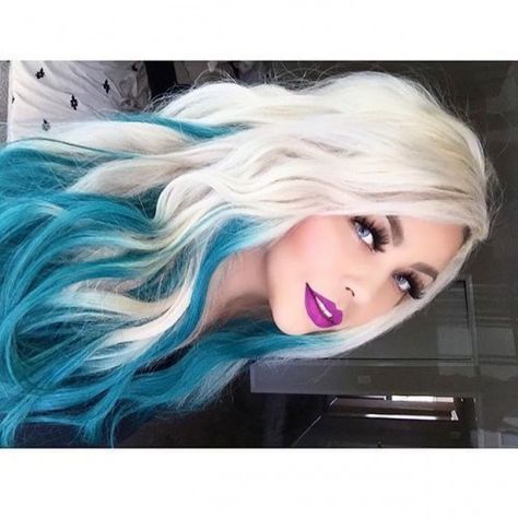 Here are 50+ #awesome #blue #omber #hair #color #ideas, from #blonde #highlights ... If you've set your mind on #ombre, you will have to go #light at the ends of your #hair... Turquoise Hair Ombre, Blue And White Hair, White Ombre Hair, Blue Ombre Hair, Aqua Hair, Turquoise Hair, Latest Hair, Hair Colours, Ombre Hair Color