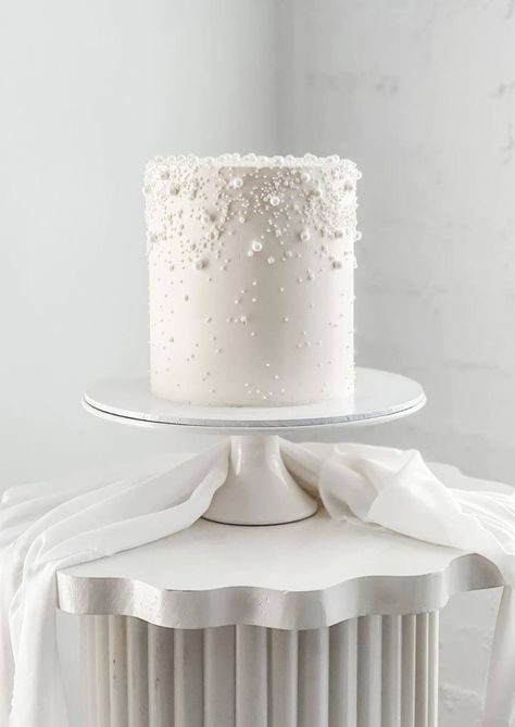 Layer Cake Ideas, Bento Cake Designs, Diamond Wedding Cakes, Elegant Wedding Cake Toppers, Wedding Nikkah, Hj Story, Single Tier Cake, Pearl Cake, 50th Cake