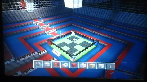 My Boxing Arena (unfinished) Minecraft Boxing Ring, Minecraft Battle Arena Ideas, Arena Minecraft Build, Boxing Arena Background, Minecraft Pvp Arena, Wwe Arena, Boxing Arena, Boxing Rings, Minecraft Server