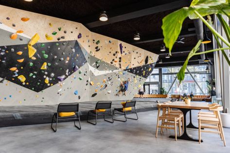 Rock Climbing Gym Design, Amenity Space, Climbing Design, Bouldering Gym, Statement Walls, Rock Climbing Gym, Climbing Workout, Gaming Center, Gym Bar