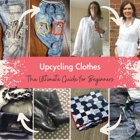 Upthrifting Clothes Diy, Upcycle Old Clothes Diy, Upcycled Pants Ideas, Reconstructed Clothing Diy, Refurbished Clothes Diy Upcycle, Beginner Upcycle Clothes, Diy Clothing Upcycle Ideas, Repurposed Clothing Upcycling Diy, Upcycle Clothes Diy Refashioning Ideas