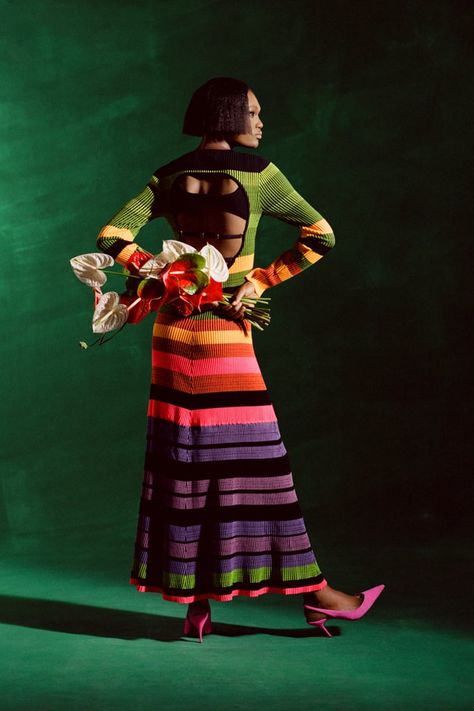 Shop the Best New Christopher John Rogers Clothes of 2022 Rainforest Foliage, Christopher John Rogers, Cut Clothes, Knitwear Fashion, Geometric Diamond, Striped Midi Dress, Rainbow Print, Christian Lacroix, Fashion Show Collection