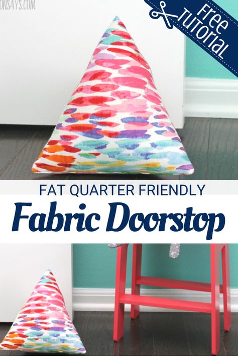 Fabric Doorstop Tutorial – Sewing With Scraps Diy Doorstopper, Doorstop Pattern Free Sewing, Door Stoppers Sewing, Doorstop Diy, Doorstops Ideas Diy, Doorstop Pattern Free Door Stopper, Diy Door Stopper, Door Stops To Make, Doorstop Pattern Free