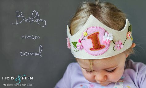 Birthday Crown Tutorial - and free pattern Waldorf Birthday Crown, Waldorf Crown, Diy Birthday Crown, Baby Birthday Crown, Crown Tutorial, Crown Template, Crown For Kids, Felt Crown, John Martin