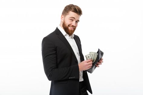 Happy bearded business man holding purse... | Free Photo #Freepik #freephoto #people #money #happy #human Man Holding Money, Purse With Money, Holding Money, Doremon Cartoon, Happy Photos, Cleaning Business, Business Flyer, Book Cover Design, Senior Photos