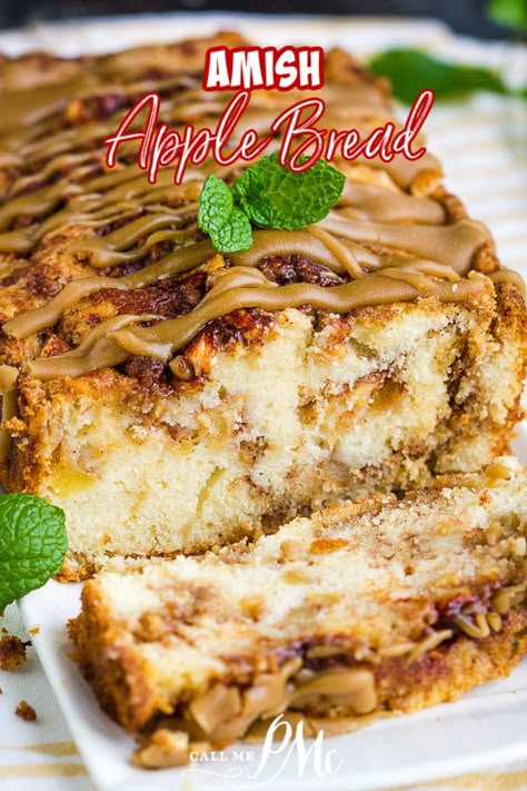 Amish Apple Bread Recipe is loaded with apples and cinnamon and topped with caramel. It's soft, moist, sweet, and delicious, the ultimate fall comfort. Amish Baking, Best Amish Recipes, Amish Cinnamon Bread, Amish Bread Recipes, Friendship Bread Recipe, Amish Food, Cinnamon Baking, Best Apples For Baking, Amish Bread