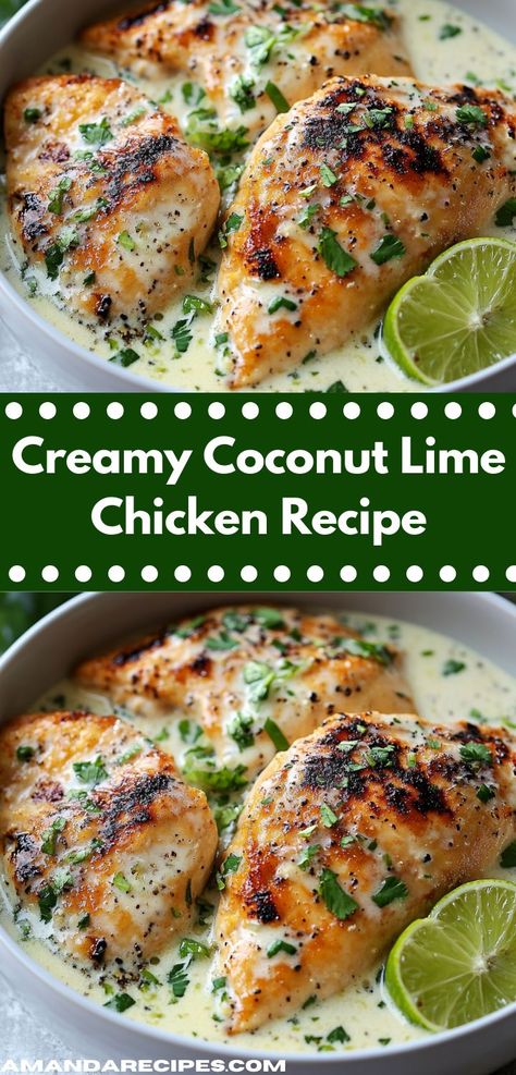 Enjoy a simple yet flavorful dinner with this Creamy Coconut Lime Chicken. The creamy sauce, infused with lime, adds a refreshing touch that elevates the dish without overwhelming the palate. Coconut Milk Sauce, Lime Chicken Recipes, Coconut Lime Chicken, Delicious Chicken Dinners, Coconut Sauce, Chicken Breast Seasoning, Lime Sauce, Yummy Chicken Recipes, Lime Chicken