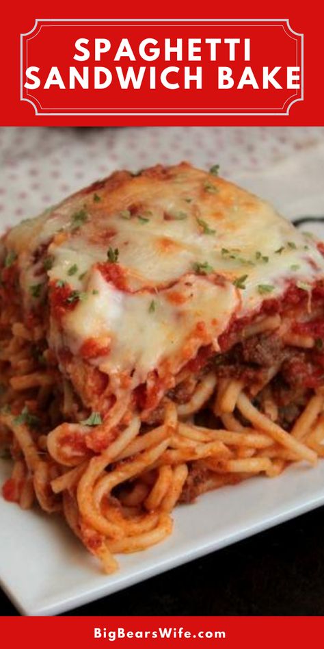 This Spaghetti Sandwich Bake combined my need for Spaghetti Sandwiches and Mom’s need for bread with every meal! haha via @bigbearswife Spaghetti Sandwich, Cheap Pasta Recipes, Chicken Recipes Dinner, Ground Beef Recipes Healthy, Easy Meatloaf, Comfort Food Southern, Ground Beef Recipes Easy, Ground Beef Recipes For Dinner, Health Dinner Recipes