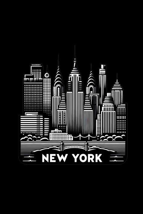 New York Skyline T-Shirt Skyline T Shirt Design, Skyline Logo, New York City T Shirt Design, New York Shirts Graphic Tees, New York Tee Shirt, Building Silhouette, City Skyline Tshirt, New York Logo, Free Art Prints