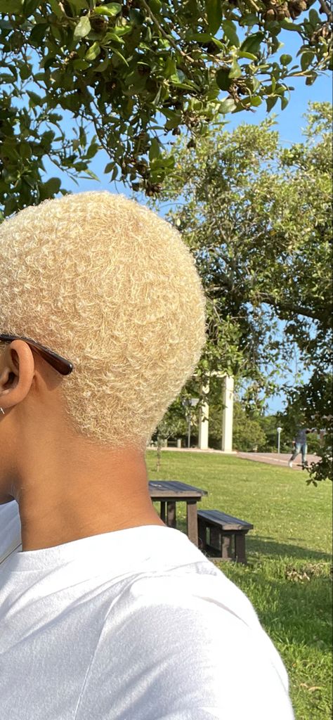 Bleached Short Hair, Buzz Cut Black Women, Blonde Twa, Low Cut Hairstyles, Short Bleached Hair, Hair Ideas For Women, Big Chop Natural Hair, Buzz Cut Women, December Ideas