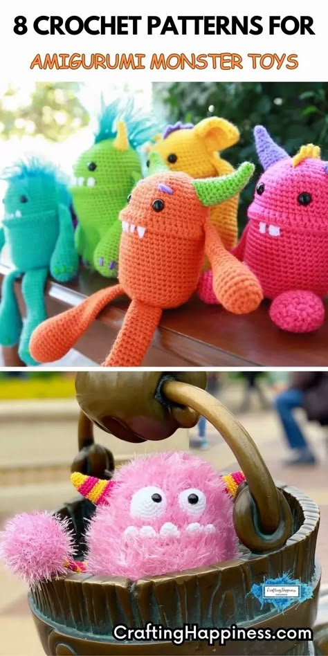 Discover a world of cuddly creatures with these amigurumi monster crochet patterns. From quirky to cute, these designs are perfect for unleashing your creativity. Curated by Crafting Happiness. Crochet Dammit Doll Pattern Free, Fast Crochet Stuffed Animals, Crochet Amigurumi Monsters Free Patterns, Crochet Stuffie Patterns, Easy Crochet Monster Pattern Free, Fun Amigurumi Patterns, Crochet Worry Monster, Unique Crochet Projects Free, Silly Amigurumi