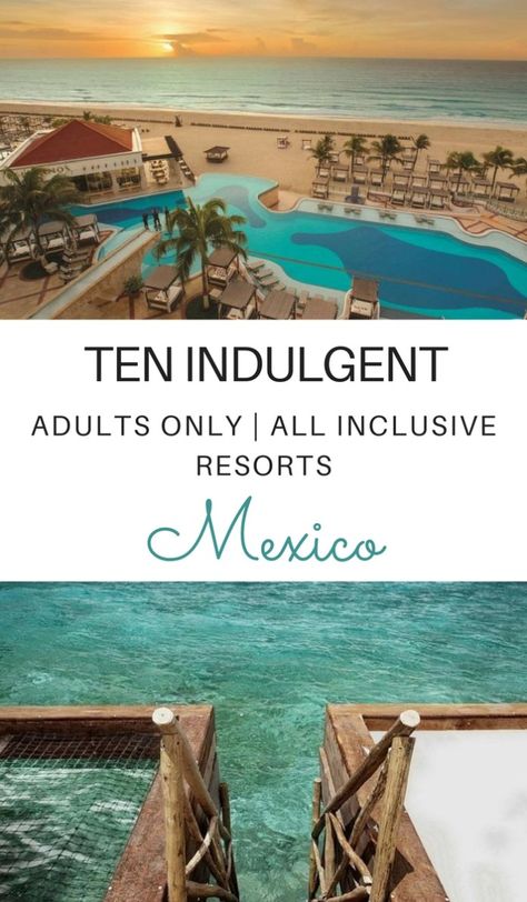 So beautiful! Theres nothing like an indulgent getaway without kids to relax & rejuvenate. These 10 adults only all inclusive resorts in Mexico are waiting just for you. Click through to read now... All Inclusive Mexico, Resorts In Mexico, Mexico Honeymoon, Best All Inclusive Resorts, Mexico Resorts, All Inclusive Vacations, Romantic Destinations, Romantic Vacations, Mexico Vacation