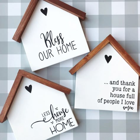 Bless Our Home Sign, Our Home Sign, Bless Our Home, Scrap Wood Crafts, Wood Houses, Wood Block Crafts, House Signs, Wood House, Home Sign