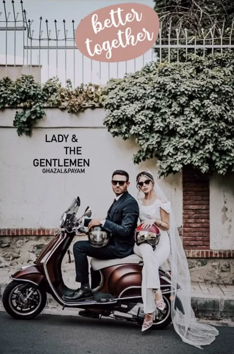 Prenup With Motorcycle, Bride And Groom Motorcycle, Motorcycle Bride And Groom, Bride On Motorcycle, Wedding Photo Motorcycle, Motorcycle Prenup Ideas, Prenup Motorcycle, Motorcycle Prewedding, Bride Motorcycle