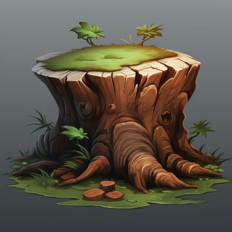 Tree Stump Drawing, Stylized Tree Drawing, Stump Illustration, Tree Stump Illustration, Log Drawing, Tree Stylized, Stylized Tree Concept Art, Stylized Trees, Stylized Forest Concept Art