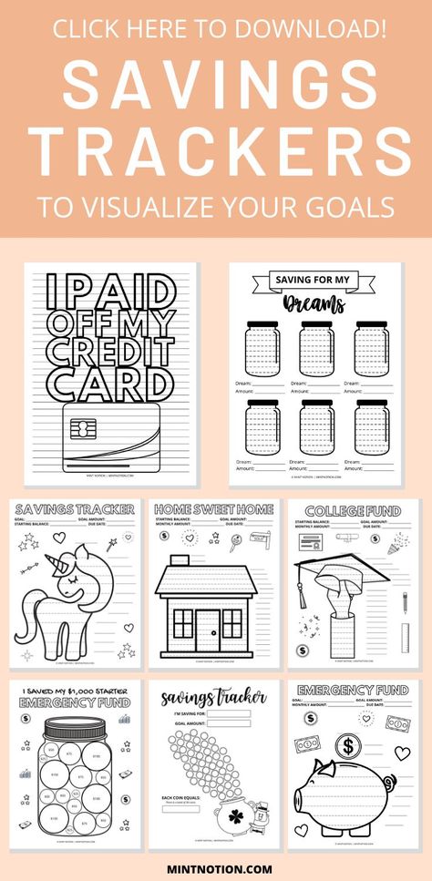 This printable visual savings tracker will help you track your progress and reach your savings goals and sinking funds faster. Color in the worksheet. Goal Tracking Printable, Planner Hacks, Free Budget Printables, Savings Chart, Saving Tracker, Money Chart, Sticker Business, Scrapbook Planner, Budget Goals