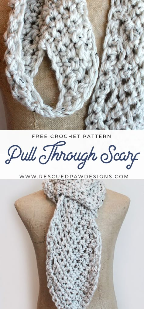 Pull Through Adjustable Scarf Crochet Pattern by Rescued Paw Designs Crochet Keyhole Scarf, Crochet Hoodies, Keyhole Scarf, Beanie Design, Hats Design, Crochet Scarf Patterns, Chevron Crochet, شال كروشيه, Crochet Scarf Pattern