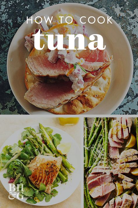 We'll teach you everything you need to know about this delicious fish, including how to cook fresh tuna, how to buy and store tuna, how to grill tuna, and more! #tuna #howtocooktuna #tunarecipes #fishrecipes #grilledtuna #bhg How To Cook Fresh Yellow Fin Tuna, How To Cook Ahi Tuna, Yellow Fin Tuna Recipe Easy, Tuna Filet Recipes, Fresh Tuna Steak Recipes, Bluefin Tuna Recipe, Cook Tuna Steak, Grilled Tuna Recipes, Cooking Ahi Tuna