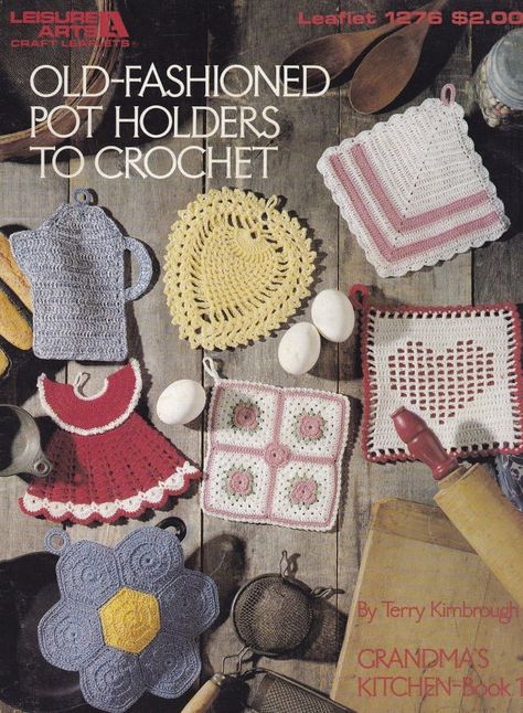 Old Fashioned Pot Holders, Grandma’s Kitchen Book 1, Crochet Pattern Leisure Arts 1276 Beacon Blanket, Vintage Potholders, Kitchen Book, Crochet Pattern Instructions, Potholder Patterns, Vintage Crochet Pattern, Crochet Potholders, Leisure Arts, Easy Diy Crafts