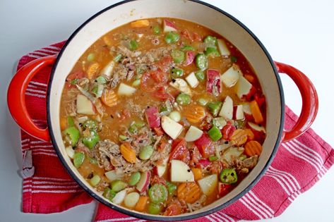 Homemade Vegetable Soup! Full of rich flavor with plenty of vegetables. It's the perfect meal to simmer on the stove, crock-pot or pressure cooker. #souprecipes #vegetablesoup #veggiesoup #winterrecipes #fallrecipes #dutchoven Recipe With Pulled Pork, Hot Water Cornbread Recipe, Seafood Mac And Cheese, Hearty Vegetable Soup, Roast Chicken Leftovers, Vegetable Soup Recipe, Pulled Pork Leftovers, Leftover Pork, Southern Cornbread