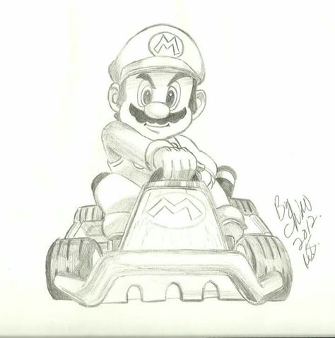 Mario Kart Sketch, Super Mario Sketch, Mario Kart Drawing, Mario And Luigi Drawing, Mario Characters Drawing, Mario Sketch, Super Mario Drawing, Super Mario Bros Film, Mario Drawing