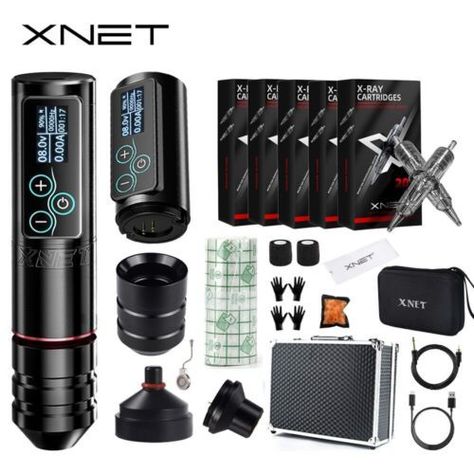 XNET Vane Wireless Tattoo Machine rushless Motor Tattoo Pen Kit with 2400m#tattoo #tattookit #tattooequipment Tattooing Machines, Tattoo Oil, Motor Tattoo, Tattoo Machine Kits, Tattoo Cream, Tattoo Machines, Tattoo Pen, Healing Tattoo, Tattoo Clothing