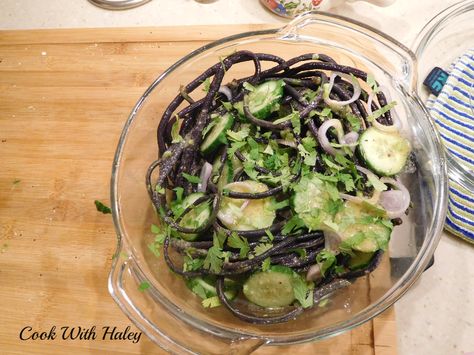 Purple Long Bean Salad – Cook with Haley Purple Long Beans Recipe, Long Beans Recipe, Long Beans, Long Bean, Work Lunches, Green Gate, Beans Recipe, Work Lunch, Bean Salad