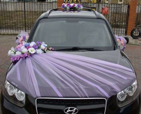 latest car decoration for wedding Wedding Car Deco, Just Married Car, Bridal Car, Wedding Car Decorations, Car Deco, Car Decoration, Wedding Stage, Car Rear View Mirror, Wedding Deco