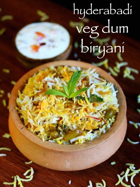 hyderabadi veg biryani recipe Hyderabadi Biryani Recipe, Veg Biryani Recipe, Vegetable Biryani Recipe, Hyderabadi Biryani, Kitchen Videos, Biryani Rice, Hebbar's Kitchen, Veg Biryani, Marinated Vegetables