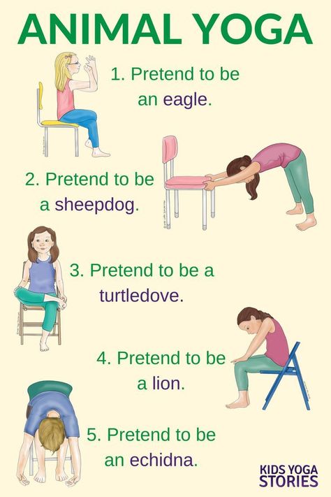 5 Yoga Animal Poses Using a Chair in your classroom or homeschool | Kids Yoga Stories Preschool Yoga, Desk Yoga, Animal Poses, Kid Yoga Lesson Plans, Yoga Lesson Plans, Yoga Kids, Animal Yoga, Yoga Story, Kids Yoga Poses