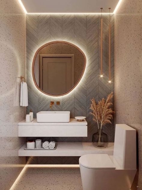 Oasis Decor, Narrow Bathroom Designs, Wc Decoration, Modern Powder Room, Small Full Bathroom, Bathroom Design Small Modern, Wc Design, Small Bathroom Layout, Small Bathroom Interior