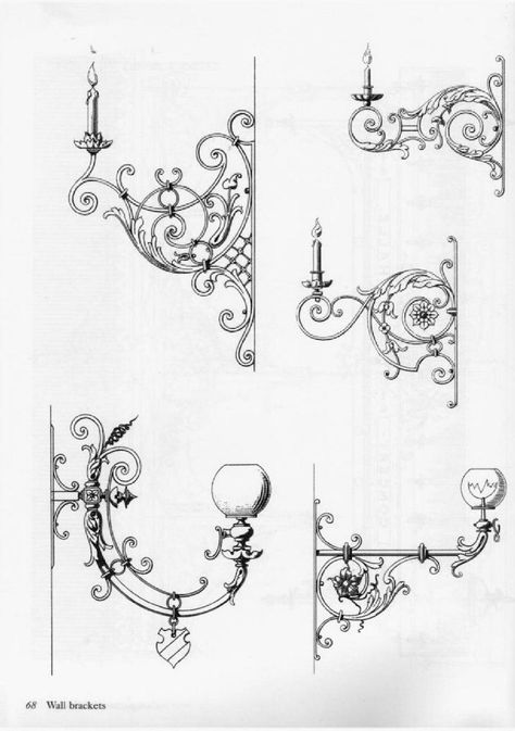 Josef Feller. Traditional ironwork designs. | VK Drátěná Socha, Motifs Art Nouveau, Ornamental Design, Wrought Iron Design, Iron Design, Architecture Drawing Art, Iron Work, Gothic Architecture, Iron Art