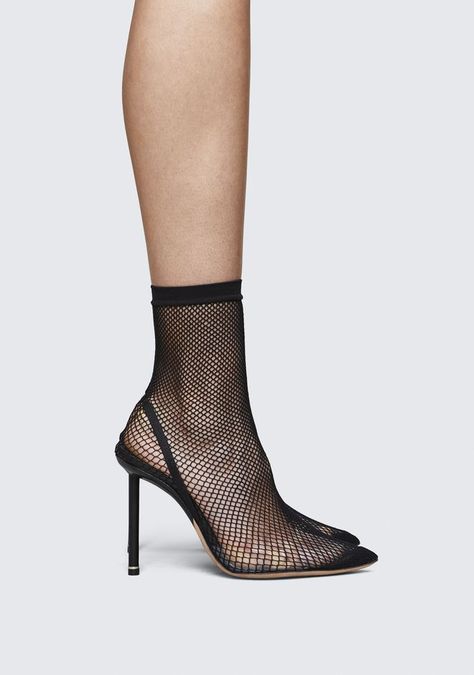 CADEN FISHNET HEEL by ALEXANDER WANG Alexander Shoes, Elegant Footwear, Net Tights, Alexander Wang Shoes, Ready To Wear Fashion, Clear Shoes, Mesh Heels, Feminine Fashion, Shoes Sneakers Nike