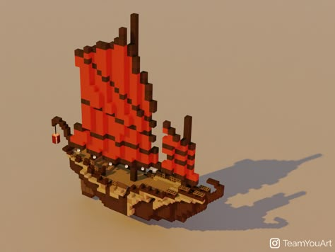 Minecraft Japanese Boat, Minecraft Base Inspiration, Minecraft Ship Build, Ships Minecraft, Chinese Minecraft Builds, Minecraft Ship Ideas, Minecraft Chinese Builds, Minecraft Port, Ship Minecraft