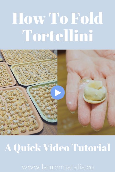 Tortellini Recipes Videos, Homemade Tortalini, How To Make Tortellini Pasta, Diy Tortellini, Tortellini Video, Tortolini Recipe, Pasta Handmade, Homemade Tortellini, How To Make Tortellini