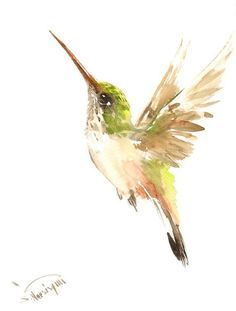 Hummingbird Art Drawing, Flying Hummingbird, Watercolor Hummingbird, Hummingbird Art, Watercolor Paintings For Beginners, Watercolor Pictures, Watercolour Inspiration, Watercolor Flower Art, Bird Artwork