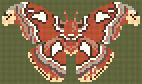 Alpha pattern #170628 | BraceletBook Moth Pixel Art, Embroidery Things, Pokemon Pixel, Atlas Moth, Butterfly Insect, Pixel Crochet, Felt Embroidery, Art Patterns, Pixel Art Pattern