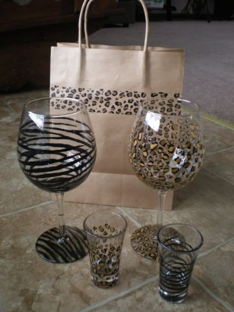 Leopard Christmas Decor, Zebra Furniture, Zebra Print Party, Butterfly Project, Leopard Christmas, Hand Painted Wine Glasses, Painted Glasses, Trashy Y2k, Painted Wine Glasses