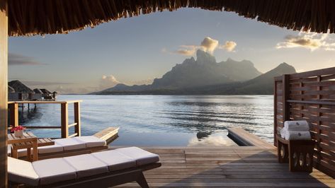 Bora Bora Vacation, Four Seasons Bora Bora, Bedroom View, Bora Bora Resorts, Four Seasons Resort, Overwater Bungalows, Most Romantic Places, Romantic Places, Plunge Pool