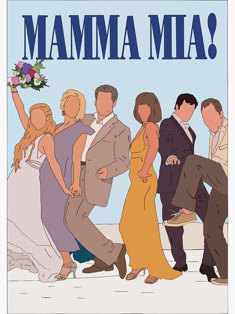 "Mamma Mia Poster Outline" Sticker for Sale by sydneyankrim | Redbubble Mamma Mia Posters Vintage, Mama Mia Stickers, Mamma Mia Painting Ideas, Mamma Mia Graphic, Mama Mia Poster, Mamma Mia Drawing, Mamma Mia Painting, Mamma Mia Wallpaper, Mamma Mia Poster