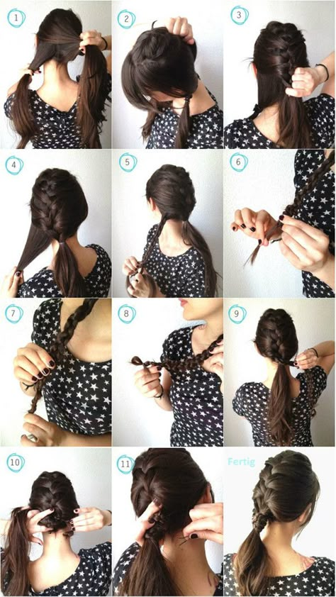 Diy Ponytail, Curly Hair Updo, Step By Step Hairstyles, Cool Braid Hairstyles, Easy Hairstyle, Front Hair Styles, Cool Braids, Natural Hair Styles Easy, Hairstyles Summer