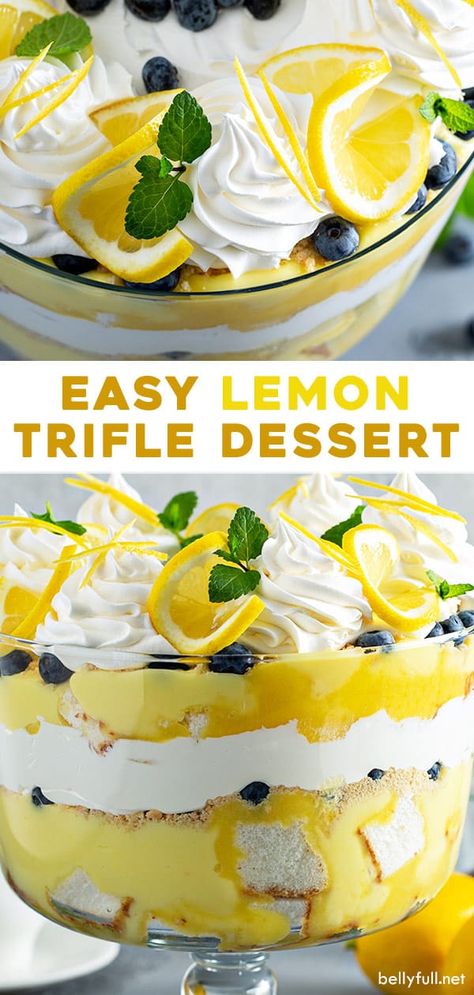 Lemon Curd Pudding, Easter Trifle Desserts, Lemon Trifle, Trifle Bowl Recipes, Dessert Easter, Trifle Dessert Recipes, Angel Food Cake Desserts, Brunch Easter, Cake Easter